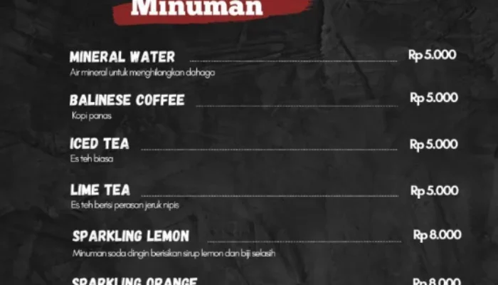 Drink Menu Steak Ajik